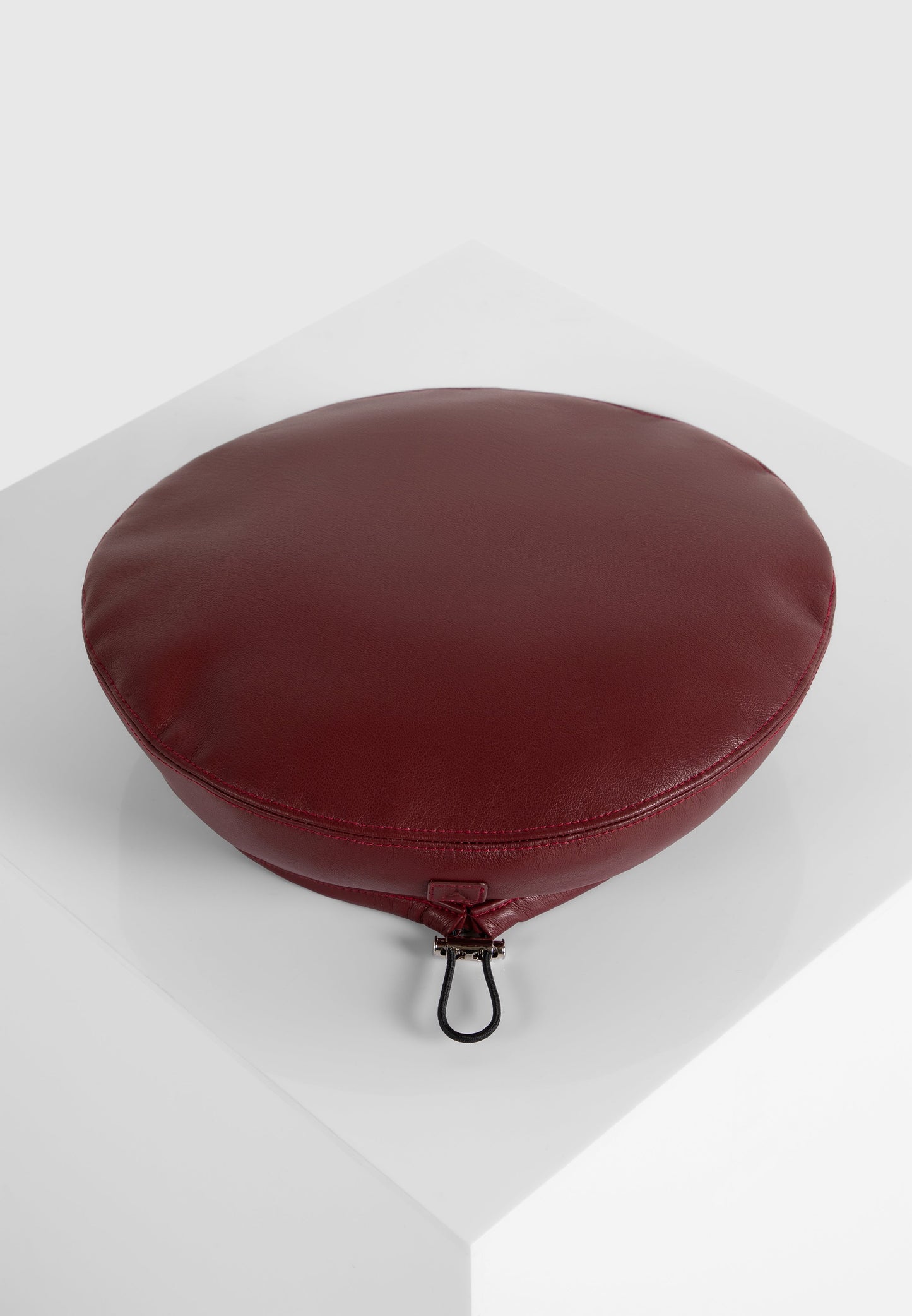 Leather Beret - Wine Red