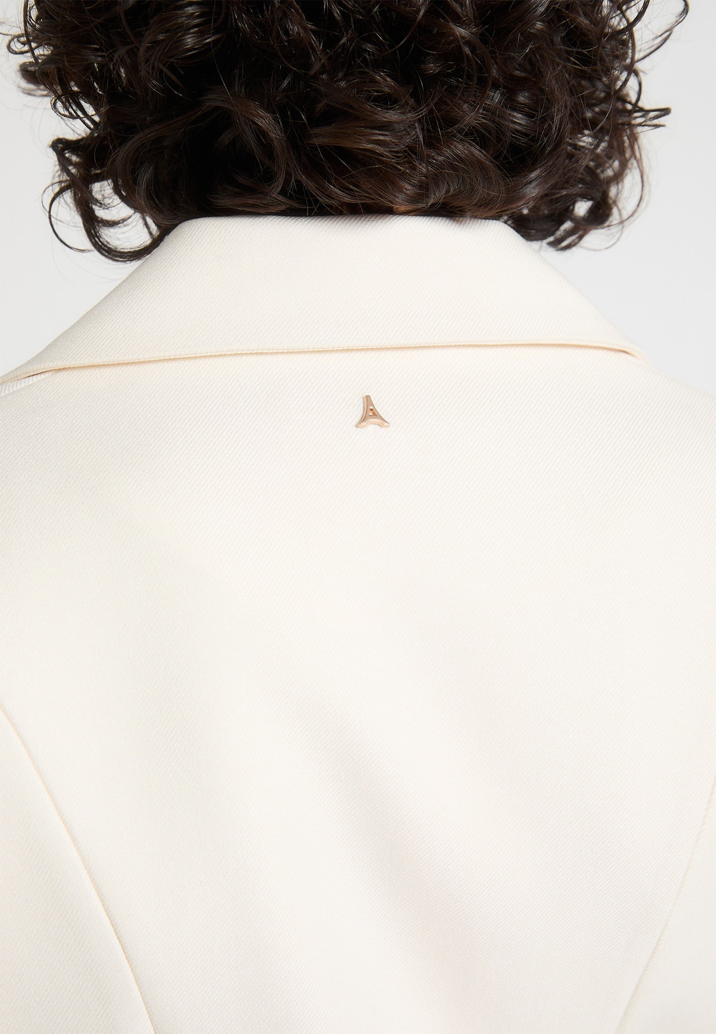 Wide Shoulder Cinch Waist Blazer - Cream