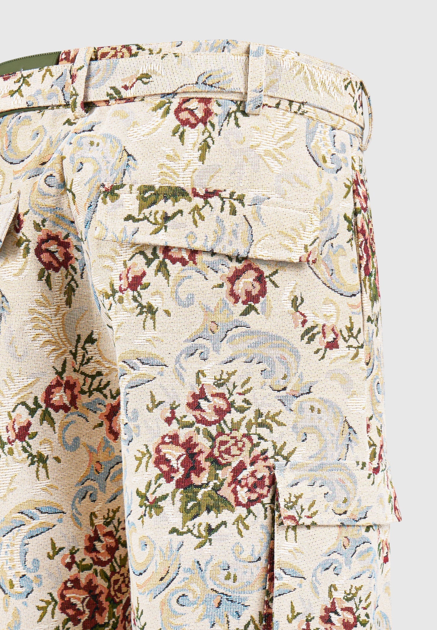 Jacquard Cargo Trousers - Beige