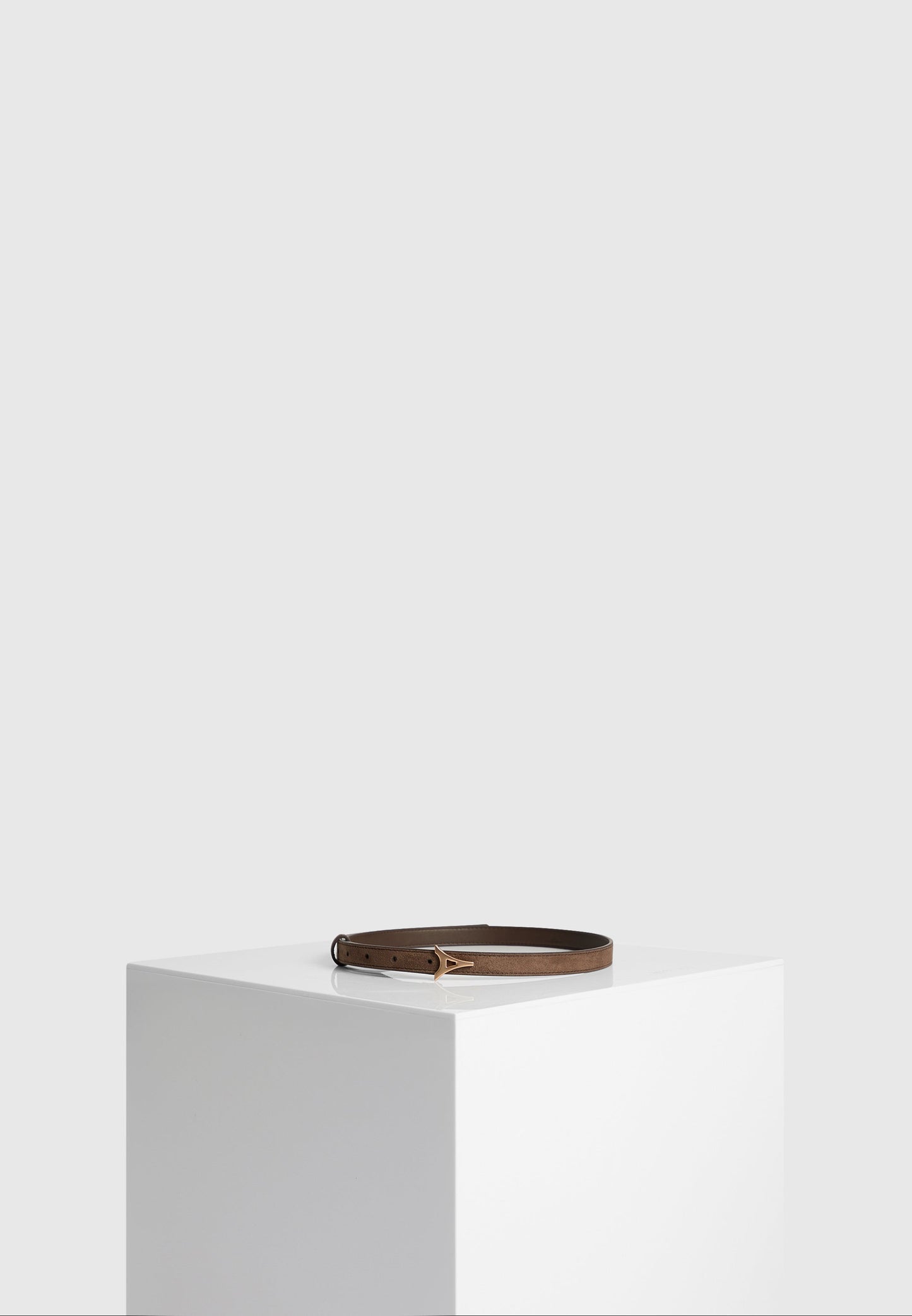 Eiffel Slim Suede Belt - Brown/Gold