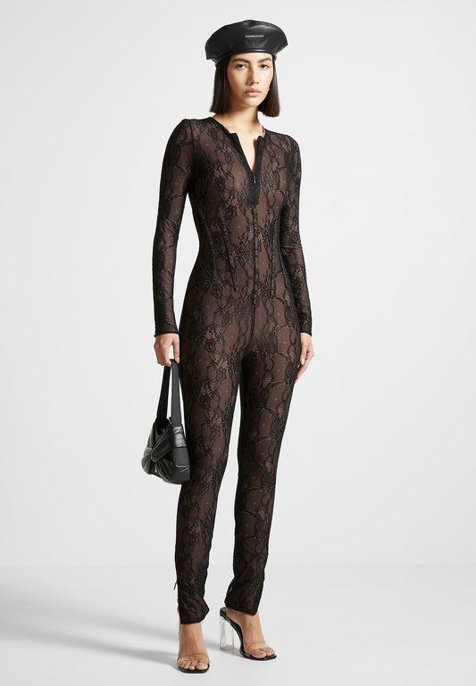 Lace Jumpsuit - Black