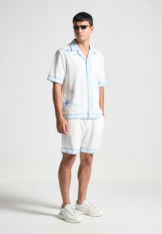 Floral Border Shorts - Blue