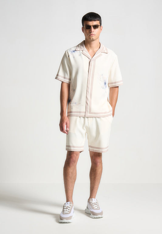 Floral Border Shorts - Cream