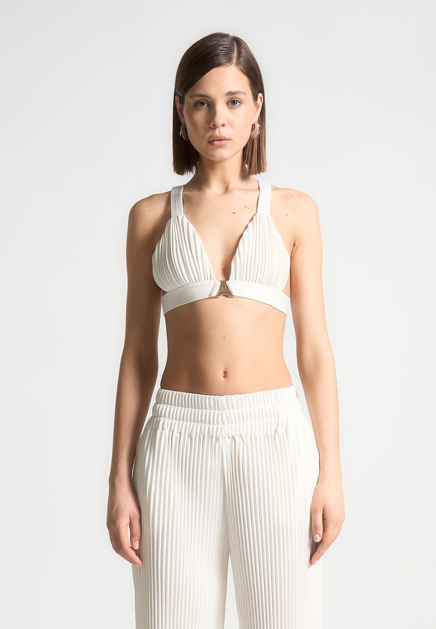 Pleated Eiffel Bralette - Off White