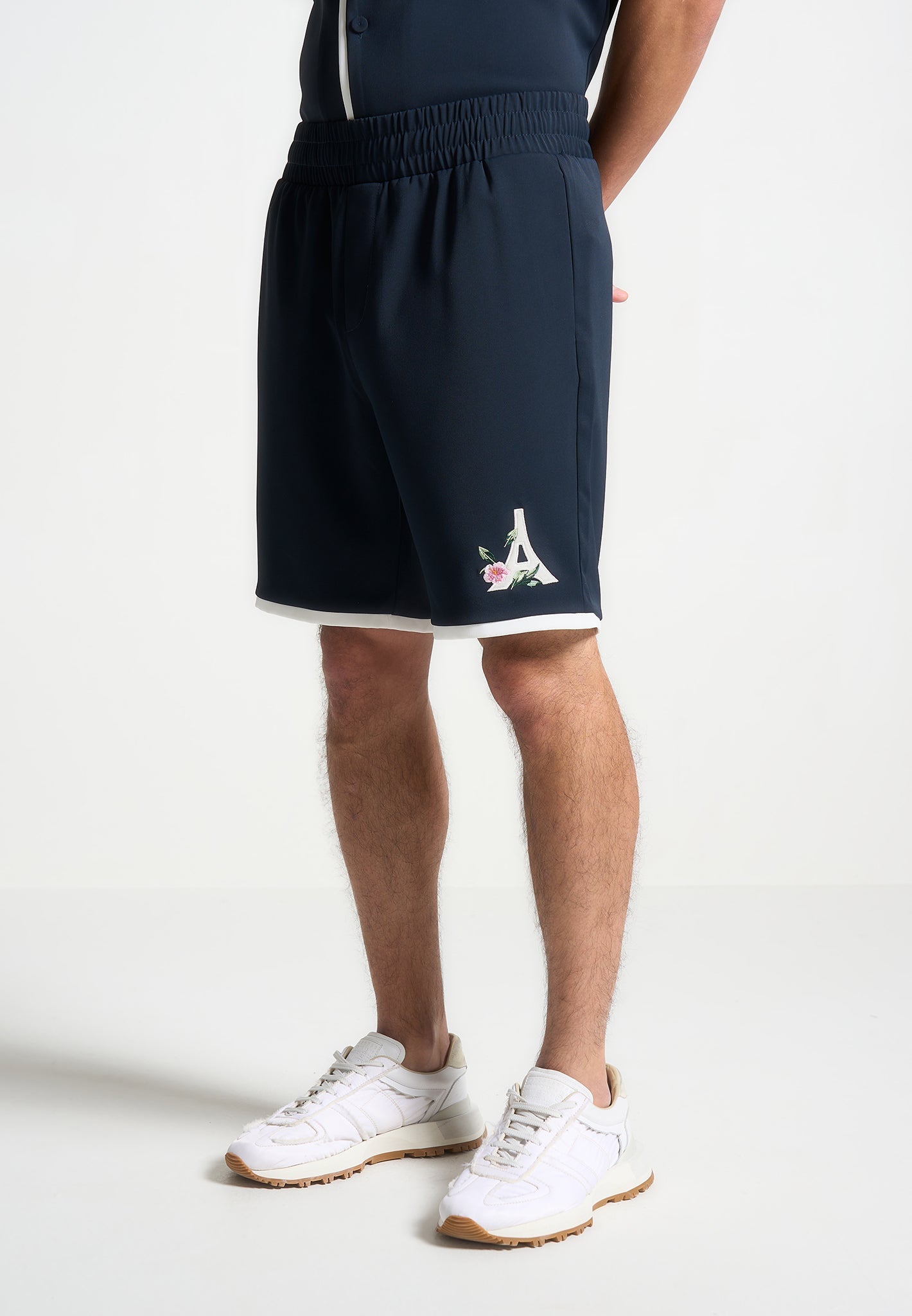 Velvet Eiffel Shorts  - Navy/White